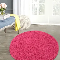 Saral Home Pink Solid Shaggy Mat-picture-7