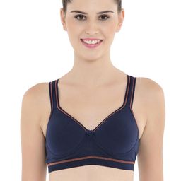 Floret Navy Solid Non-Wired Full-Coverage Heavily Padded Sports Bra-14