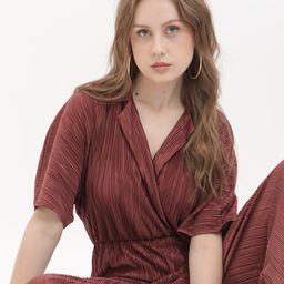 RAREISM Striped Notched Lapel Collar Basic Jumpsuit-picture-1