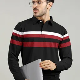 AUSK Men Striped Polo Collar Pockets T-shirt-picture-20