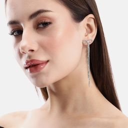 DressBerry Bow Shaped Stone-Studded Drop Earrings-18