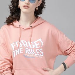The Roadster Lifestyle Co. Women Peach-Coloured Printed Hooded Sweatshirt-picture-15