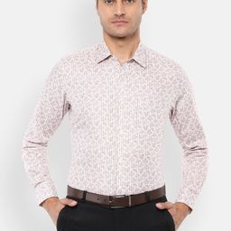 Louis Philippe Men Cream-Coloured & Grey Slim Fit Printed Pure Cotton Formal Shirt-picture-10