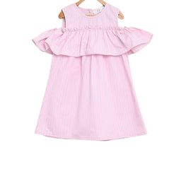 KIDKLO Girls Pink Striped A-Line Dress-image-22