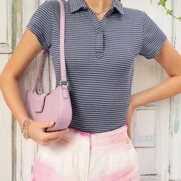 DressBerry Elevated Basics Striped Polo Bodysuit-picture-9