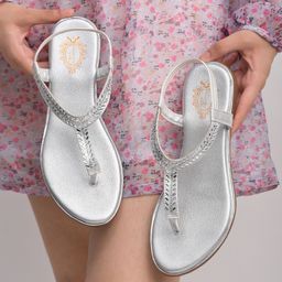Shoetopia Women Embellished Party One Toe Flats-image-57