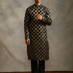 Abhishti Checked Woven Design Banarasi Zari Silk Kurta-image-93