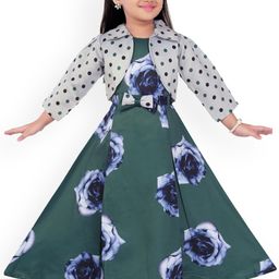 Wish Karo Girls Green Printed Maxi Dress-image-90