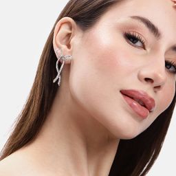 DressBerry Bow Shaped Stone Studded Drop Earrings-18