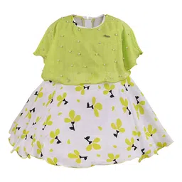 Wish Karo Girls Green Embellished Fit and Flare Dress-image-83