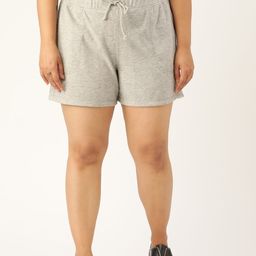 Rute Women Plus Size Grey Melange Solid Slim Fit Regular Shorts-88