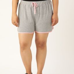 Rute Women Plus Size Grey Melange Solid Slim Fit Regular Shorts-82