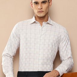 INVICTUS Slim Fit Opaque Checked Pure Cotton Formal Shirt-image-68