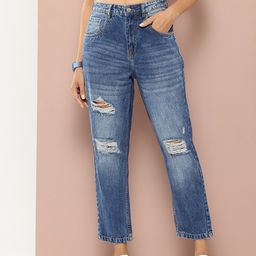 Harvard Women Boyfriend Fit High-Rise Mildly Distressed Light Fade Stretchable Jeans-image-12
