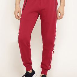 PUNK Men Red & White Solid Slim-Fit Joggers-picture-8