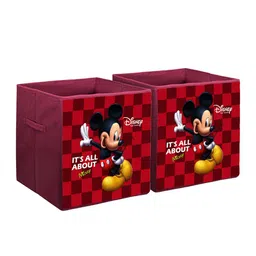 Kuber Industries Set Of 2 Disney Mickey Mouse Print Non-Woven Fabric Foldable Cloth Storage Box-7