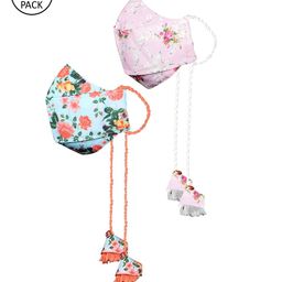VASTRAMAY Kids Pack Of 2 Pink & Blue Printed Reusable 3-Ply Cloth Masks-51