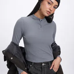 glitchez Textured Tease Slim Fit Top-image-24