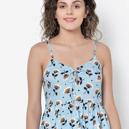 Martini Women Blue Printed Peplum Top-picture-1