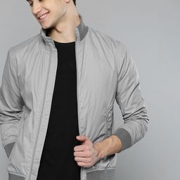 Mast & Harbour Men Grey Solid Bomber Jacket-image-60