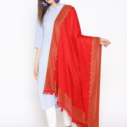 WEAVERS VILLA Women Red Paisley Patterned Shawl-picture-54