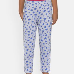 SINI MINI Girls Grey & Blue Printed Lounge Pants-image-106