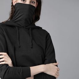 Roadster Women Black Solid Hooded Sweatshirt-picture-19