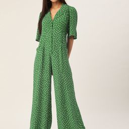 MANGO Women Green & White Printed Basic Jumpsuit-picture-15