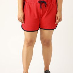 Rute Women Plus Size Red Solid Slim Fit Regular Shorts-image-38