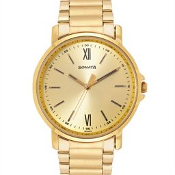 Sonata Men Essen Golden Analogue Watch 77083YM05-36