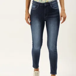 Flying Machine Women Dark Blue Veronica Skinny Fit High-Rise Heavy Fade Stretchable Jeans-picture-12