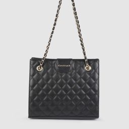 Fastrack Women Black Quilted Shoulder Bag with Button Closure and unique Shoulder Straps-26