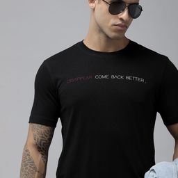 Roadster Men Black Typography Printed Pure Cotton T-shirt-image-99
