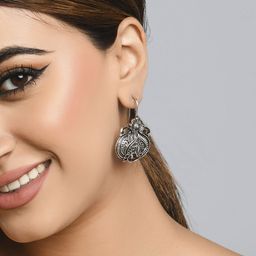 Fida Silver Plated Paisley Shaped Drop Earrings-56