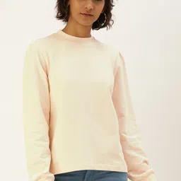 Flying Machine Women Off-White Solid Sweatshirt-image-97