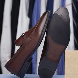 Men Rosewood Leatherette Moccasins Formal Shoes-image-80