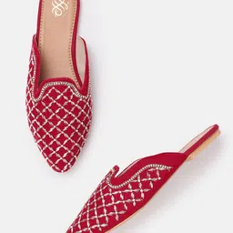 House of Pataudi Women Ethnic Embellished Mules-23