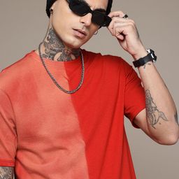 R.Code by The Roadster Life Co. Colourblocked Tie and Dye Printed Relaxed Fit T-shirt-picture-21