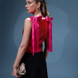 bebe Future Glam Geometric Embellished Crop Top-image-83