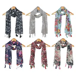StoleVilla Women Pack of 6 Floral Printed Stole-image-88