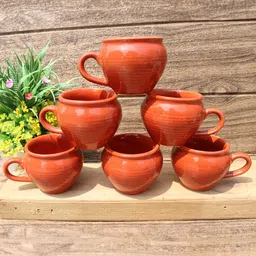 laghima jadon Brown Solid Ceramic Cups Set of 6-image-81