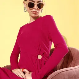 Mast & Harbour Solid Cut Out Detail Sheath Dress-image-1
