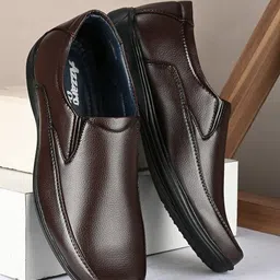 Azzaro Black Men Brown Solid Formal Slip On Shoes-image-7