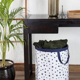 My Gift Booth White & Navy Blue Printed Cotton Laundry Bag-image-49