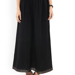 Pannkh Women Black Solid Flared Palazzos-image-14