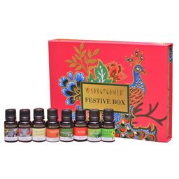 Soulflower Pure Aromatherapy Festive Gift Box- Set of 8 Aroma Oils - 800 g-12