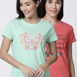 Kryptic Women Pack of 2 Printed Lounge T-Shirts-image-36