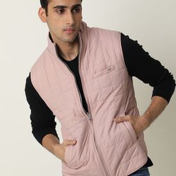RARE RABBIT Men Pink Grey Floral Reversible Padded Jacket-image-59