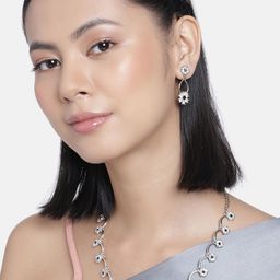 AccessHer Silver-Plated Black AD-Studded Jewellery Set-56