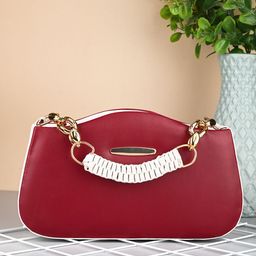 DressBerry Textured Half Moon Handheld Bag with Applique-6